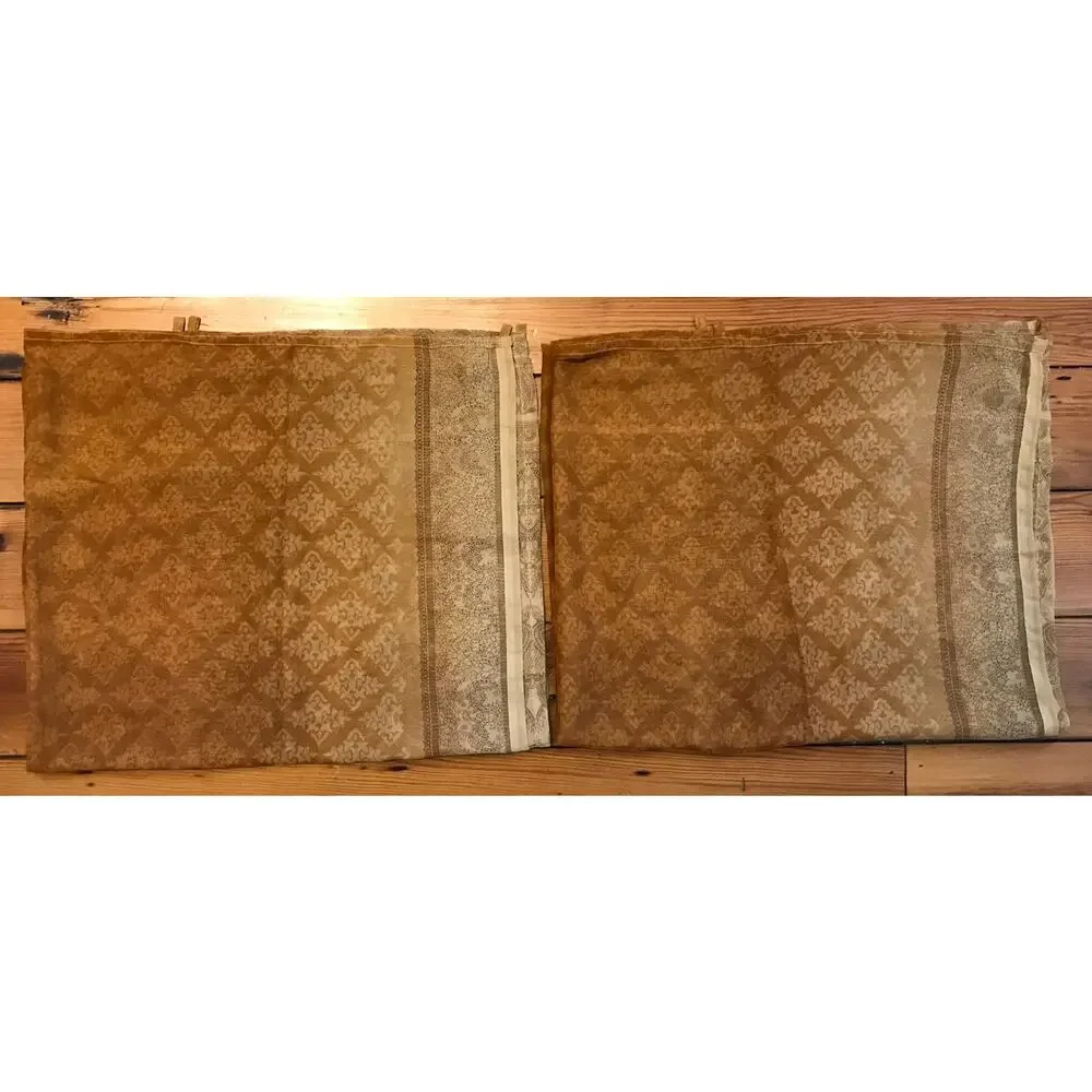 Set Pair 2 Vtg Style Paisley Indian Henna Design Handmade Sheer Curtain Panels